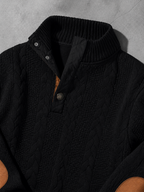 Code Culture catalog | stand-collar-long-sleeve-jacquard-knitted-pullover-sweater | black2 | macro flat lay