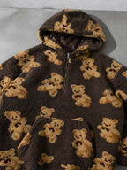 Code Culture catalog | retro-bear-printed-ancient-sweater | coffee | macro flat lay