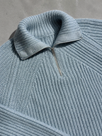 Code Culture catalog | mens-autumn-and-winter-turtleneck-half-zip-sweater | blue | macro flat lay
