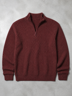Code Culture catalog | mens-casual-loose-zip-stand-collar-sweater | red | macro flat lay