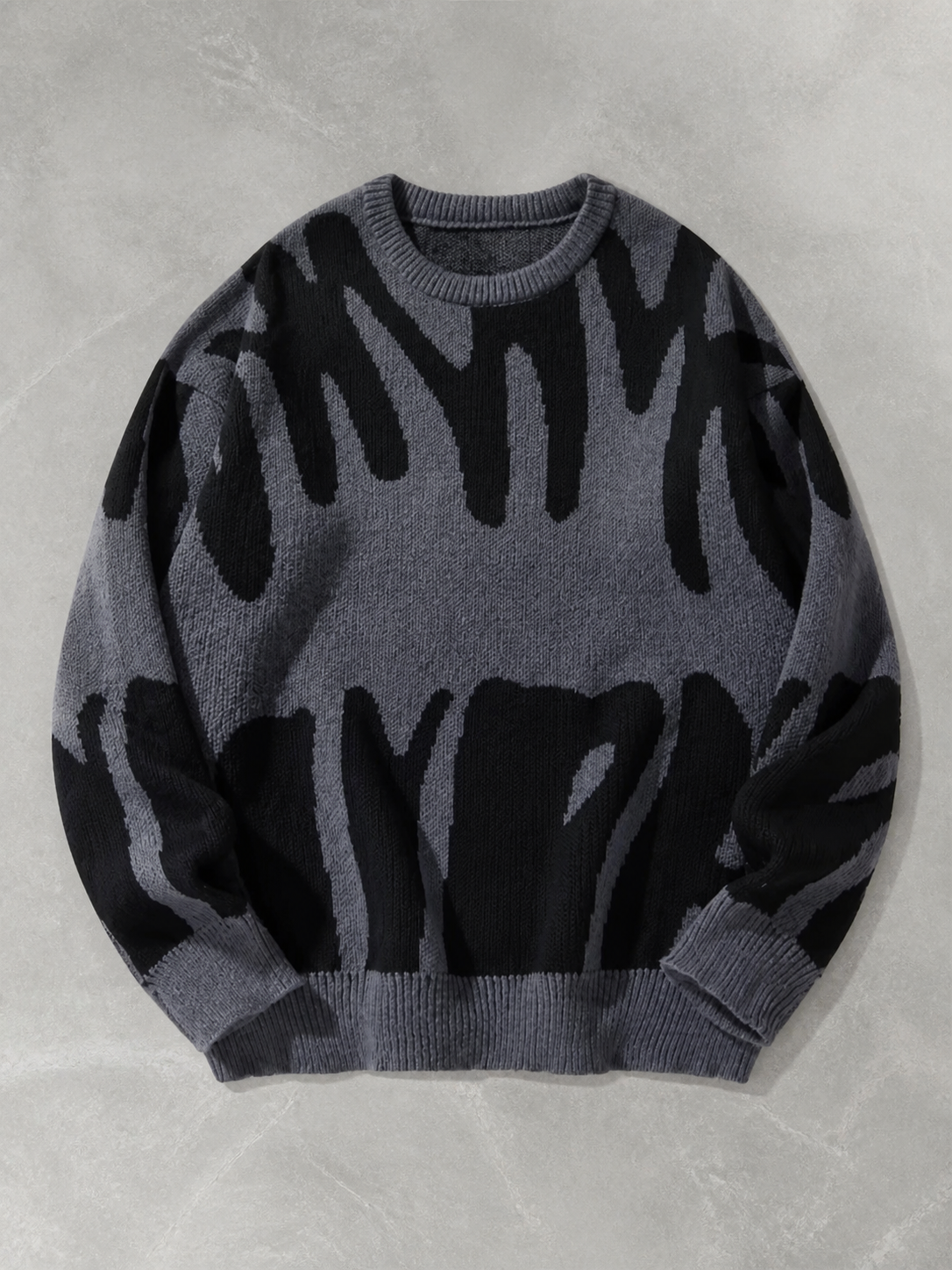 Code Culture catalog | mens-round-neck-sweater-sweater | dark-gray | macro flat lay