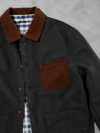 Code Culture catalog | retro-style-workwear-cotton-corduroy-jacket-coat | color-gray | macro flat lay