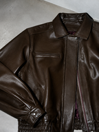 Code Culture catalog | brown-brown-autumn-trendy-leather-jacket | color-brown | macro flat lay