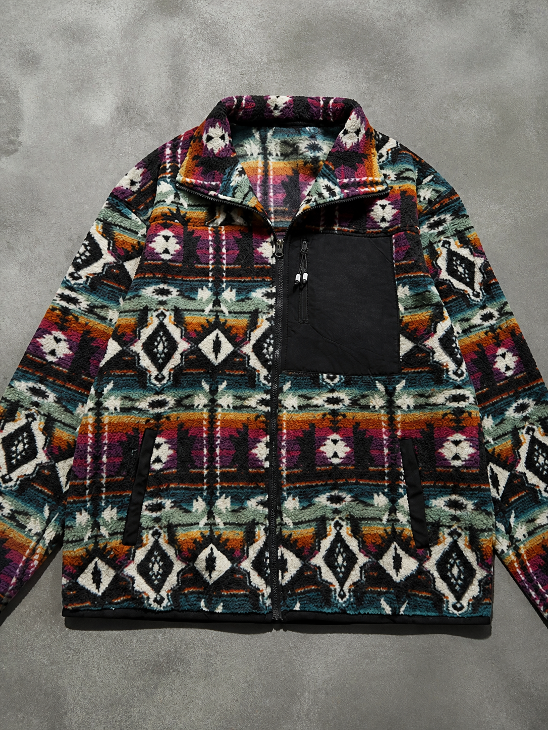 Code Culture catalog | mens-fleece-lined-outdoor-liner-polar-fleece-warm-jacket | indian-purple | macro flat lay