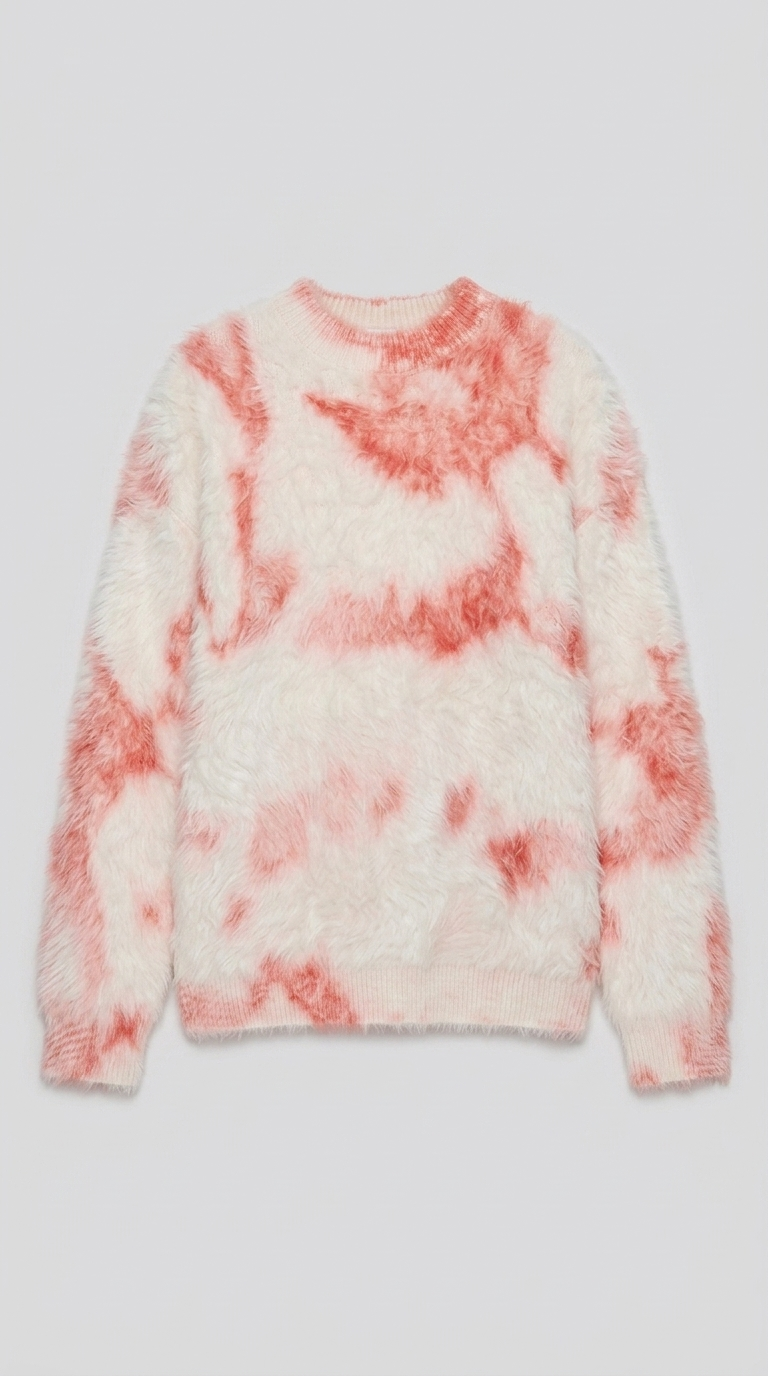 Code Culture catalog | retro-atmosphere-design-loose-sweater-sweater | pink | macro flat lay