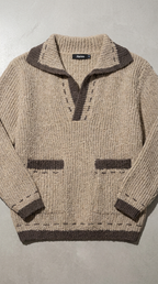 Code Culture catalog | v-neck-sweater-sweater-new-contrast-color | brown | macro flat lay