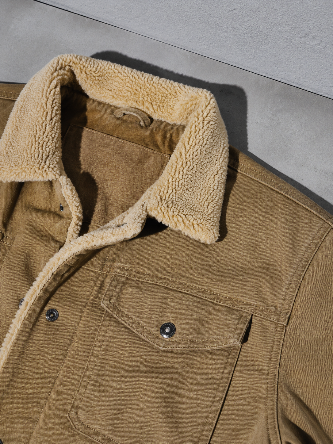 Code Culture catalog | workwear-casual-jacket-mens-coat | color-camel | macro flat lay