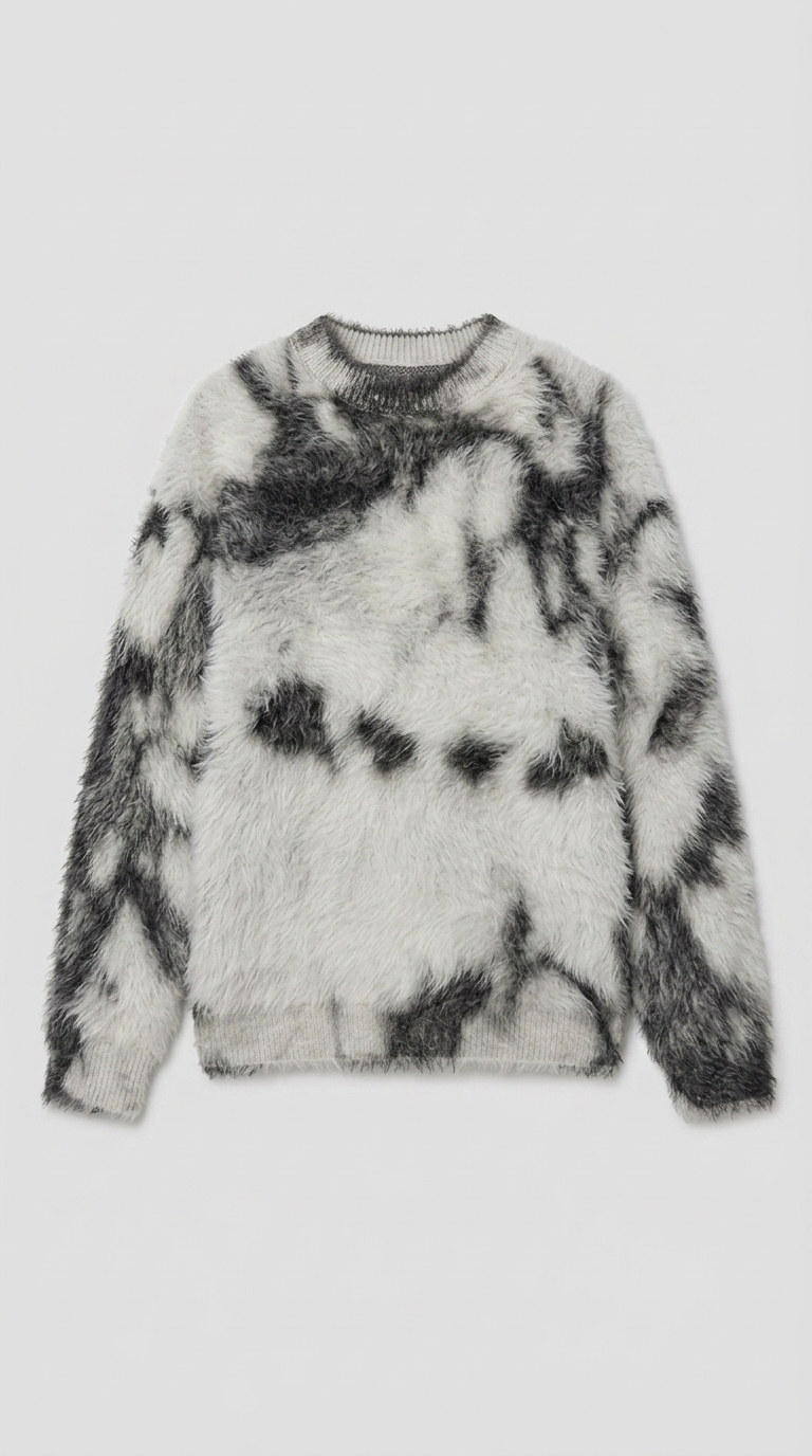 Code Culture catalog | retro-atmosphere-design-loose-sweater-sweater | light-gray | macro flat lay