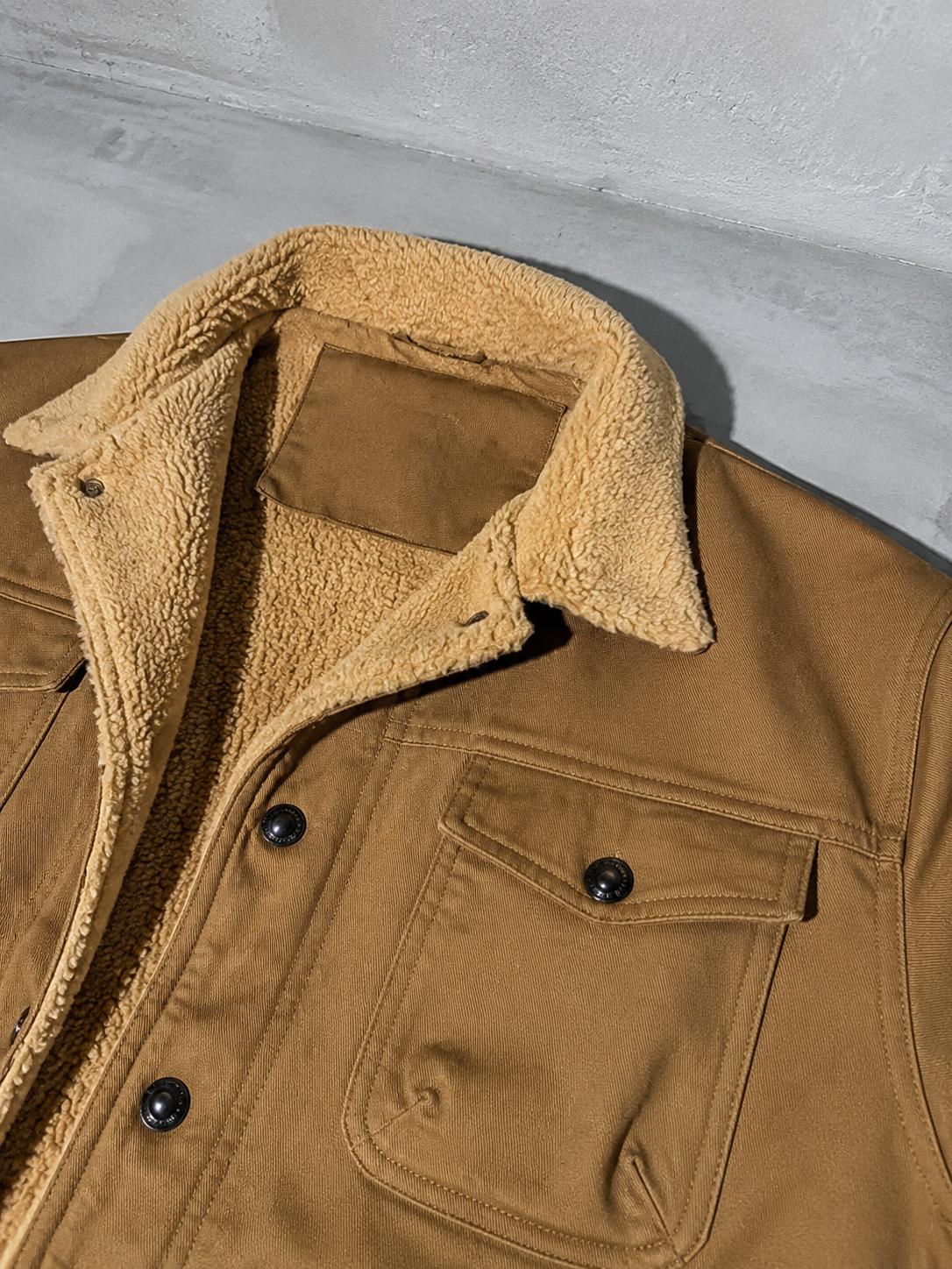 Code Culture catalog | workwear-casual-jacket-mens-coat | color-khaki | macro flat lay