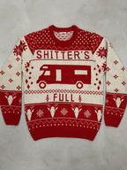 Code Culture catalog | pullover-crewneck-jacquard-christmas-sweater | red | macro flat lay