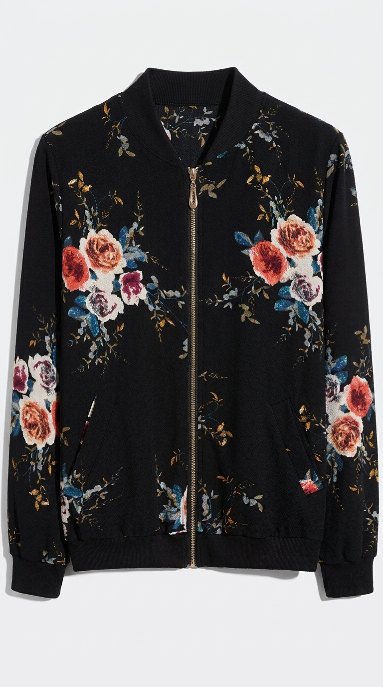 Code Culture catalog | zip-printed-cardigan | black | macro flat lay