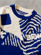 Code Culture catalog | mens-jacquard-sweater-casual-top | blue | macro flat lay