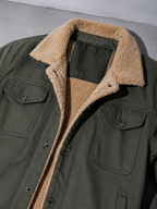 Code Culture catalog | workwear-casual-jacket-mens-coat | color-army-green | macro flat lay