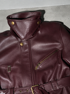 Code Culture catalog | womens-short-leather-jacket-with-lacing | color-wine-red | macro flat lay
