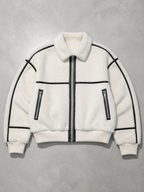 Code Culture catalog | mens-simple-lapel-fleece-jacket | ground-white | macro flat lay