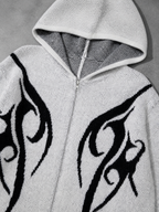 Code Culture catalog | totem-jacquard-contrast-color-hooded-zip-sweater | gray | macro flat lay