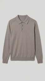 Code Culture catalog | mens-long-sleeved-sweater-lapel-comfortable-sweater | khaki-green | macro flat lay