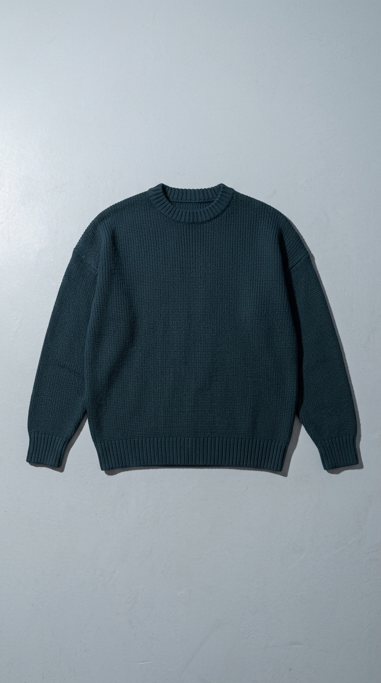 Code Culture catalog | loose-knit-sweater-thickened-bottoming-sweater | blue | macro flat lay