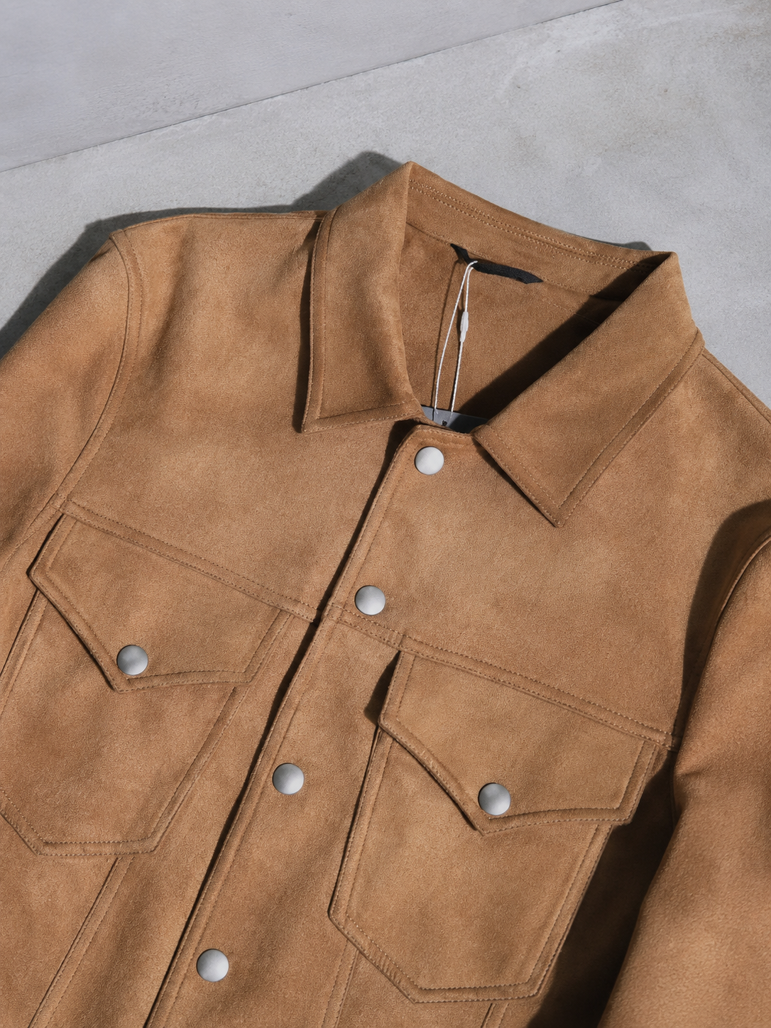 Code Culture catalog | retro-vintage-workwear-casual-jacket | color-camel-color | macro flat lay