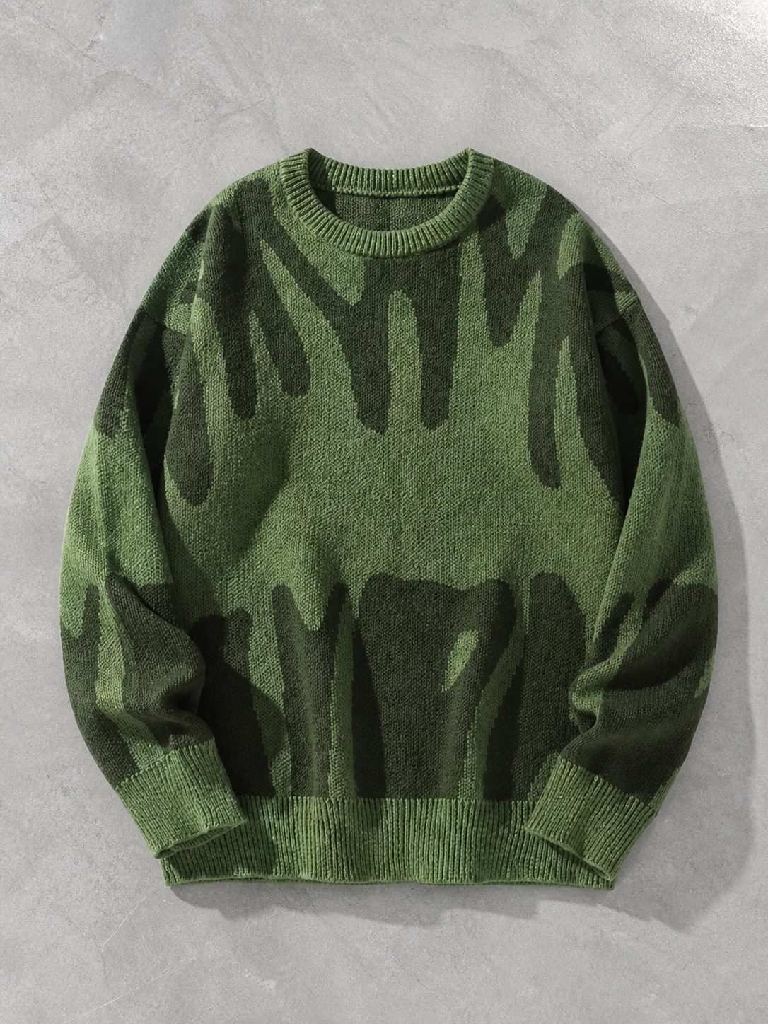 Code Culture catalog | mens-round-neck-sweater-sweater | green | macro flat lay