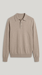 Code Culture catalog | mens-long-sleeved-sweater-lapel-comfortable-sweater | flower-camel | macro flat lay