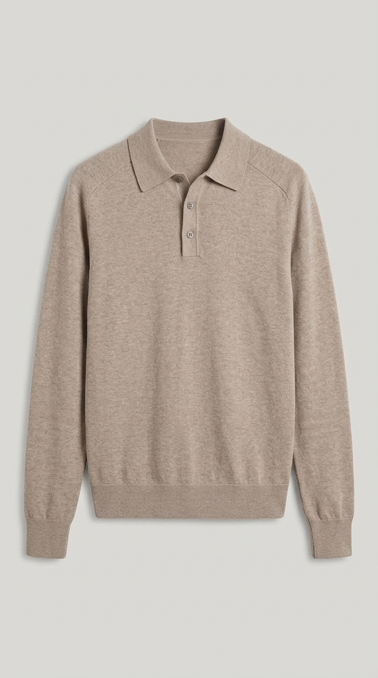 Code Culture catalog | mens-long-sleeved-sweater-lapel-comfortable-sweater | flower-camel | macro flat lay