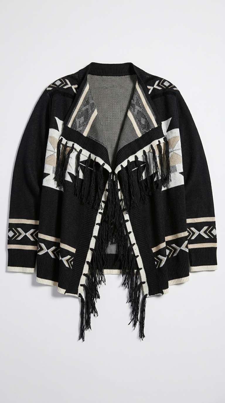 Code Culture catalog | long-sleeve-knit-cardigan | black | macro flat lay