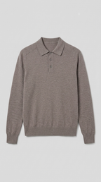 Code Culture catalog | mens-long-sleeved-sweater-lapel-comfortable-sweater | gray-coffee-color | macro flat lay