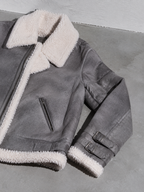Code Culture catalog | motorcycle-suede-lamb-wool-jacket-womens-lapel-fur-cotton-coat-autumn-and-winter-womens-jacket | color-gray | macro flat lay