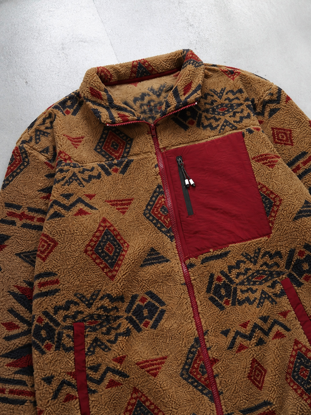 Code Culture catalog | mens-fleece-lined-outdoor-liner-polar-fleece-warm-jacket | khaki | macro flat lay