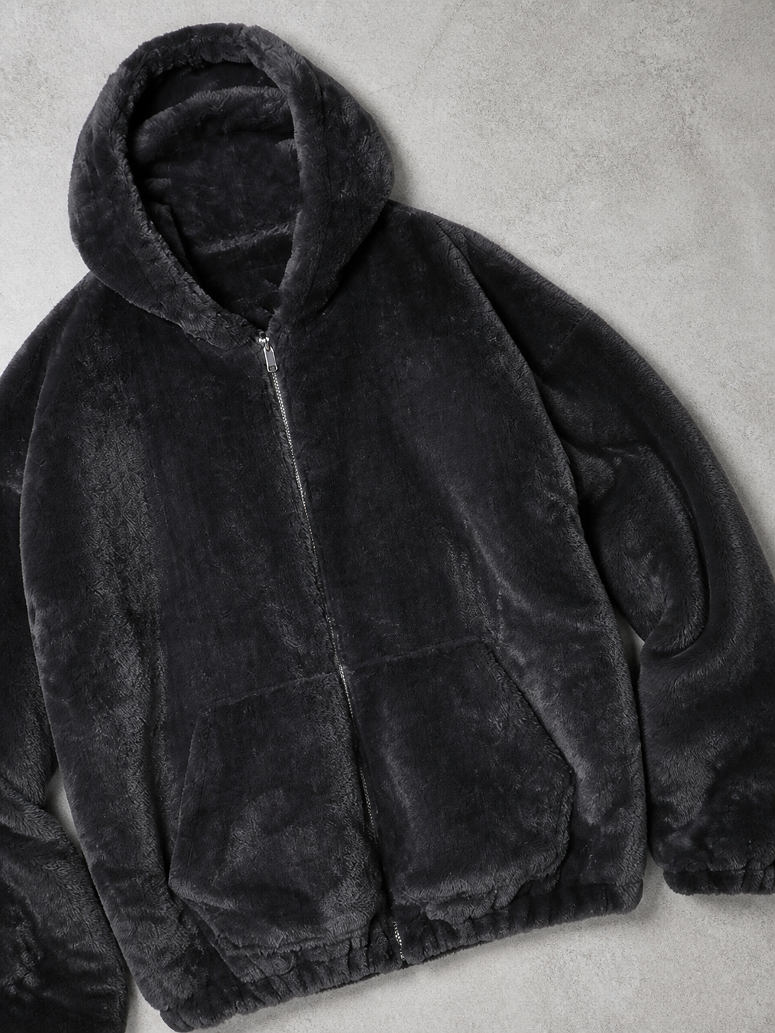 Code Culture catalog | mens-fleece-hooded-cotton-jacket | dark-grey | macro flat lay