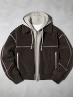 Code Culture catalog | mens-simple-lapel-fleece-jacket | dark-brown | macro flat lay
