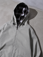Code Culture catalog | retro-check-hooded-workwear-mens-jacket | color-grey | macro flat lay