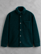 Code Culture catalog | mens-shirt-fleece-jacket | green-and-blue | macro flat lay