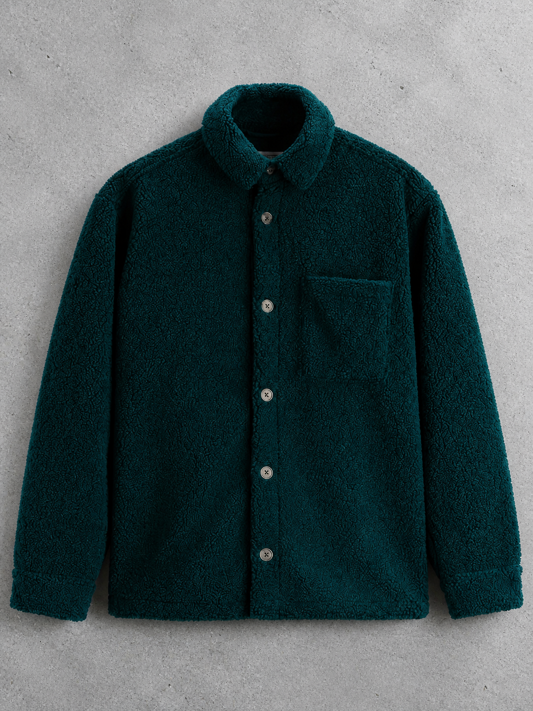 Code Culture catalog | mens-shirt-fleece-jacket | green-and-blue | macro flat lay