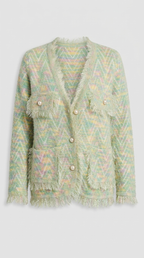 Code Culture catalog | womens-fringed-knitted-cardigan-coat | green | macro flat lay
