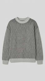 Code Culture catalog | sweater-mens-loose-round-neck-pullover-sweater | grey | macro flat lay