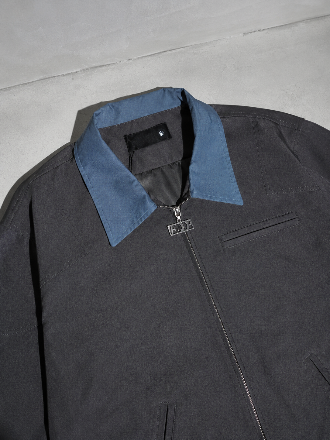 Code Culture catalog | american-street-letter-printed-workwear-jacket | color-gray | macro flat lay