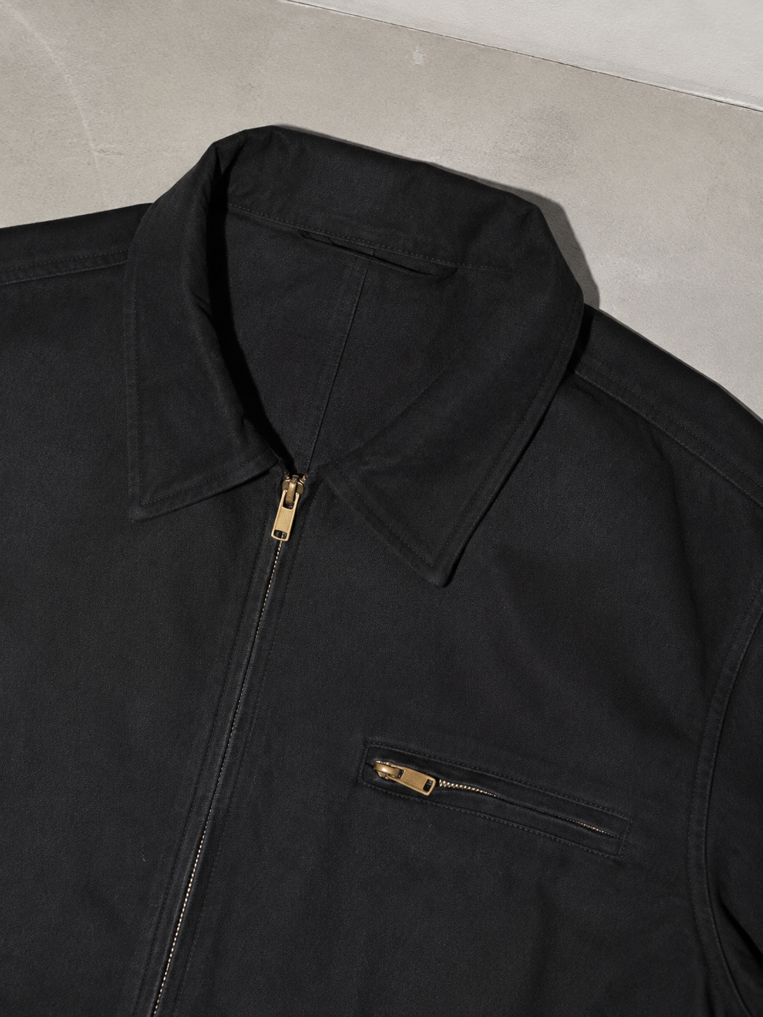 Code Culture catalog | american-workwear-retro-lapel-jacket | color-black | macro flat lay