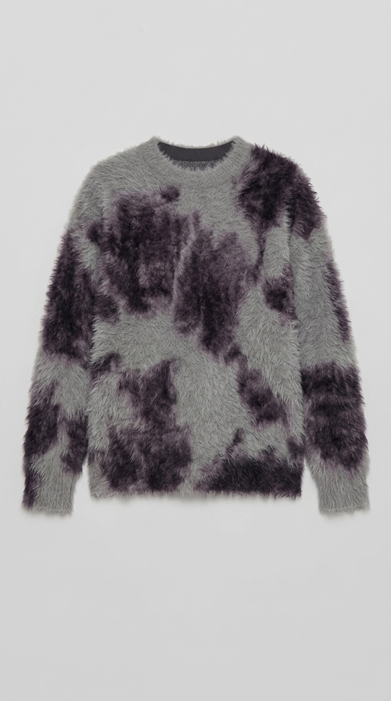 Code Culture catalog | retro-atmosphere-design-loose-sweater-sweater | dark-gray | macro flat lay