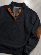 Code Culture catalog | stand-collar-long-sleeve-jacquard-knitted-pullover-sweater | dark-gray-2 | macro flat lay