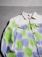 Code Culture catalog | tie-dye-splash-ink-lapel-jacket-loose-college-style-couple-all-match-blouse-short-jacket | color-green | macro flat lay