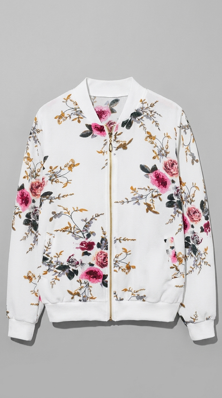 Code Culture catalog | zip-printed-cardigan | white | macro flat lay