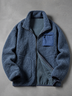 Code Culture catalog | mens-cardigan-fleece-outdoor-polar-fleece-jacket | haze-blue | macro flat lay