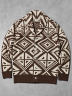 Code Culture catalog | mens-casual-geometric-jacquard-sweater | brown | macro flat lay