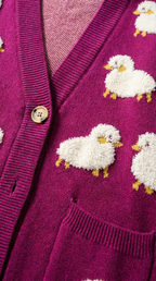 Code Culture catalog | lazy-knit-cardigan | purple | macro flat lay