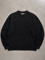Code Culture catalog | solid-color-jacquard-thermal-sweater | black | macro flat lay
