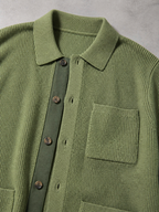 Code Culture catalog | high-density-sweater-shirt-collar-long-sleeve | green | macro flat lay
