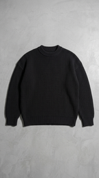 Code Culture catalog | loose-knit-sweater-thickened-bottoming-sweater | black | macro flat lay