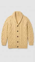 Code Culture catalog | button-rope-cardigan | khaki-yellow | macro flat lay